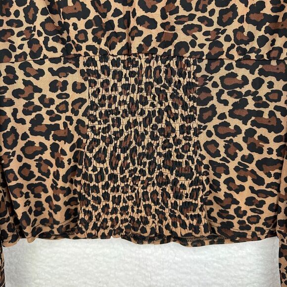 2/$30 Ember Leopard Mesh Corset Style Top L V-Neck Lace-Up Milkmaid Boho Mobwife - Picture 11 of 13